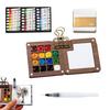 Mini Watercolor Kit Travel Watercolor Paint Set with Sketchbook Binder Clip Pen Portable Watercolor Palette with 12/24 Color Paints