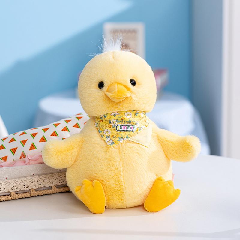 

Non-Toxic Little Yellow Duck Soft Stuffed Plush Toys Cute Sitting Lying Down Duck Plushies Dolls Desktop Ornament For Home Sofa Cushion 35cm
