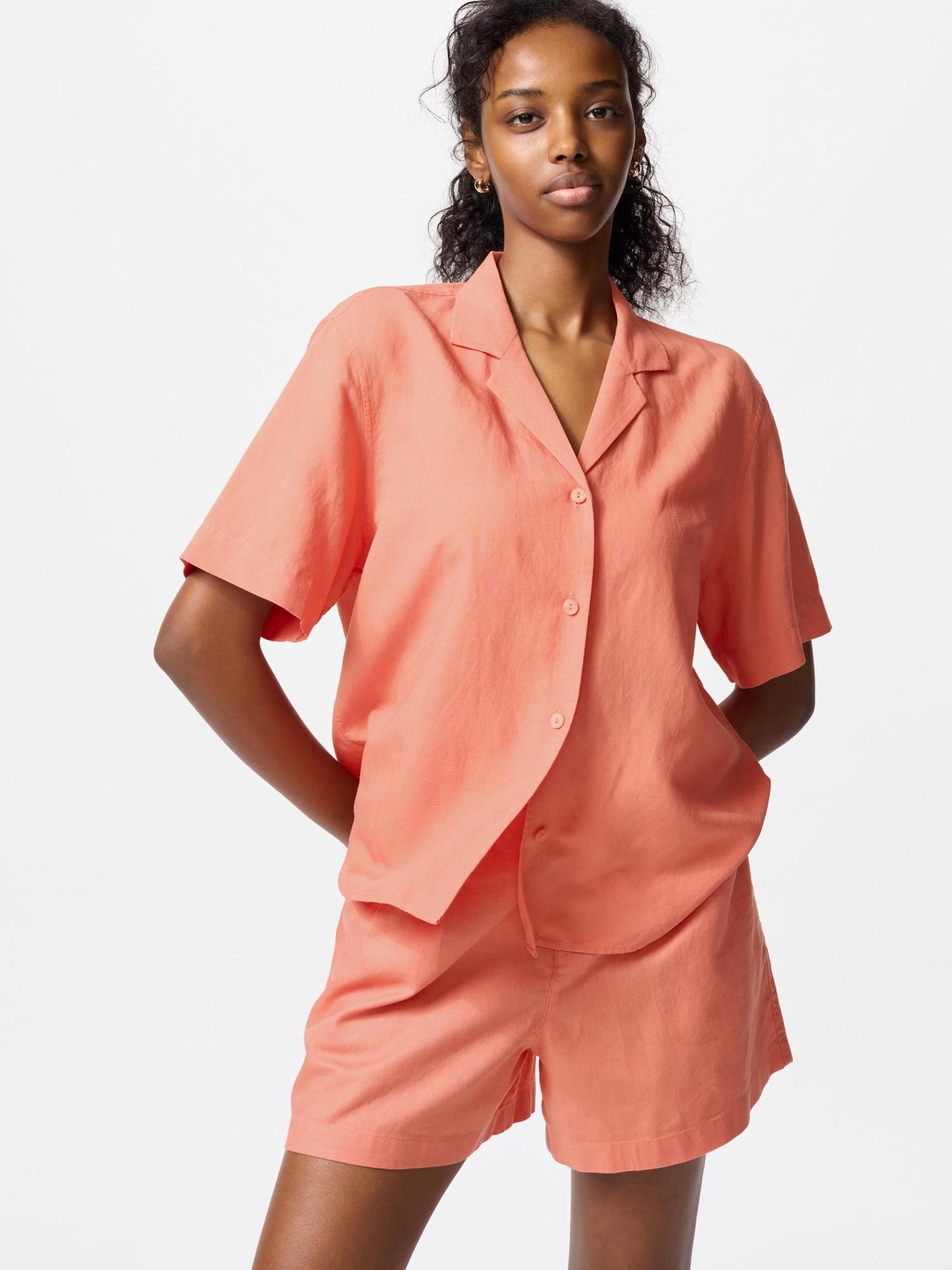 

Рубашка Uniqlo из смесового льна с открытым воротником, короткий рукав 23 ORANGE/WOMEN S