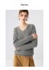 Lekasha Cashmere Cable Knit V-Neck Loose Base Layer Shirt