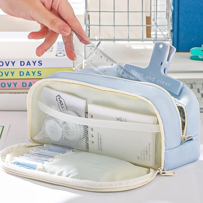 Simple Practical Large Capacity Pencil Bag Multiple Sections Storage Pencil Case School Supplies Student Stationery Gift