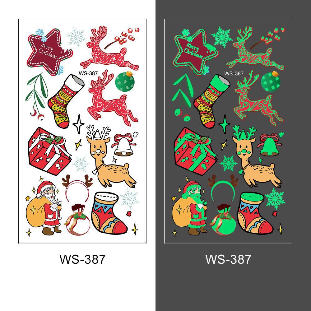 New Cross-border Christmas Luminous Tattoo Stickers Children's Cartoon Waterproof Sweat Party Holiday Green