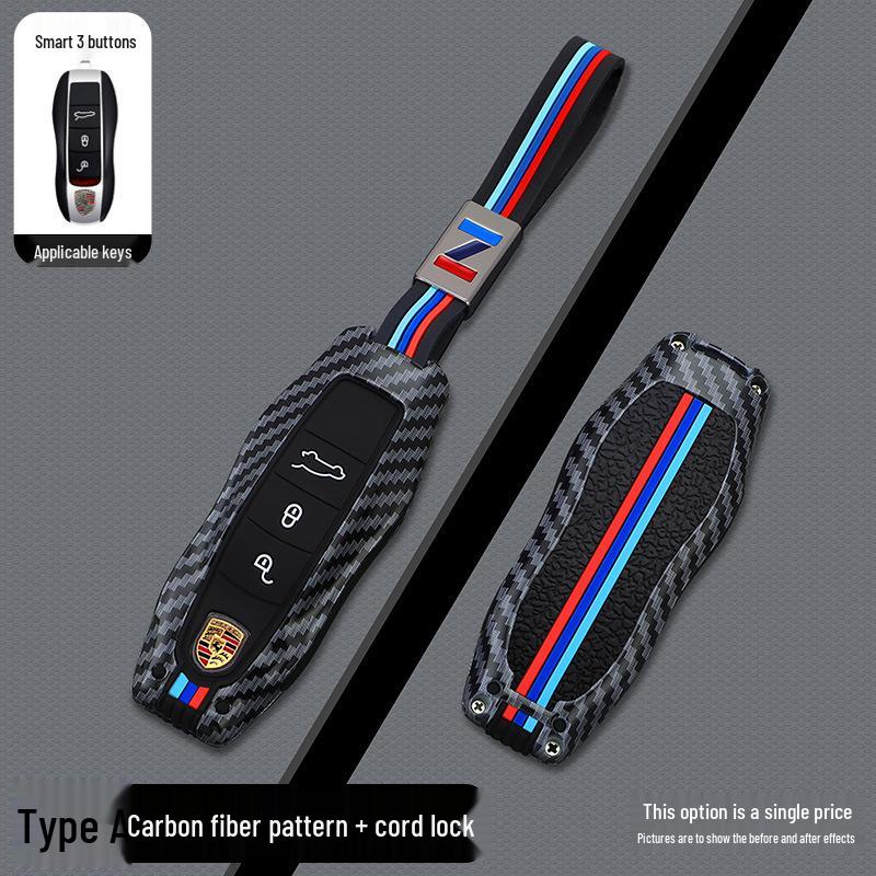 Porsche Carbon Fiber Texture Key Shell for Cayenne, Macan, Panamera, 911, 718