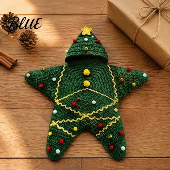 Baby First Christmas Photo Prop Starfish Outfit Funny Knit Hooded Theme Apparel Onesie Cute Crochet Infant Swaddles for Xmas Holiday Accessory