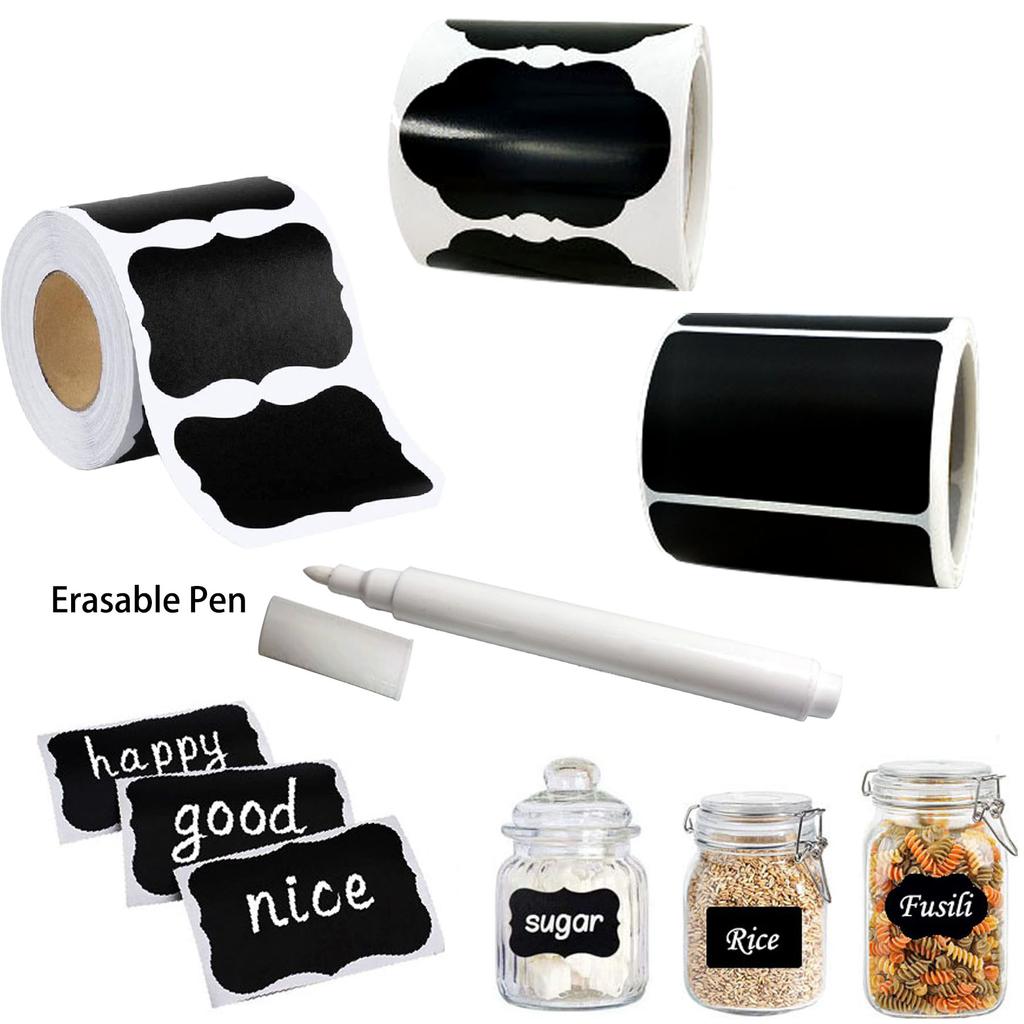 120Pcs/Roll Detachable Waterproof Blackboard Sticker With Erasable Pen, Suitable For Home Kitchen Blackboard Label Stickers