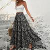 Women's Small Floral Belt Three-layer Splicing Long Skirt Spring and Summer High-end Foreign Trade Women's Skirt A-word Skirt