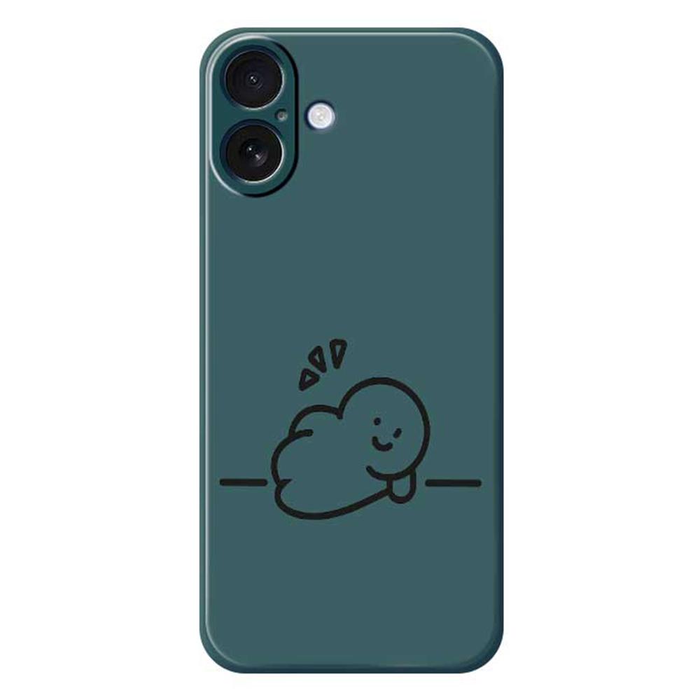 

For iPhone 17 Case Stick Figure Pattern Printing Straight Edge TPU Phone Back Cover Green