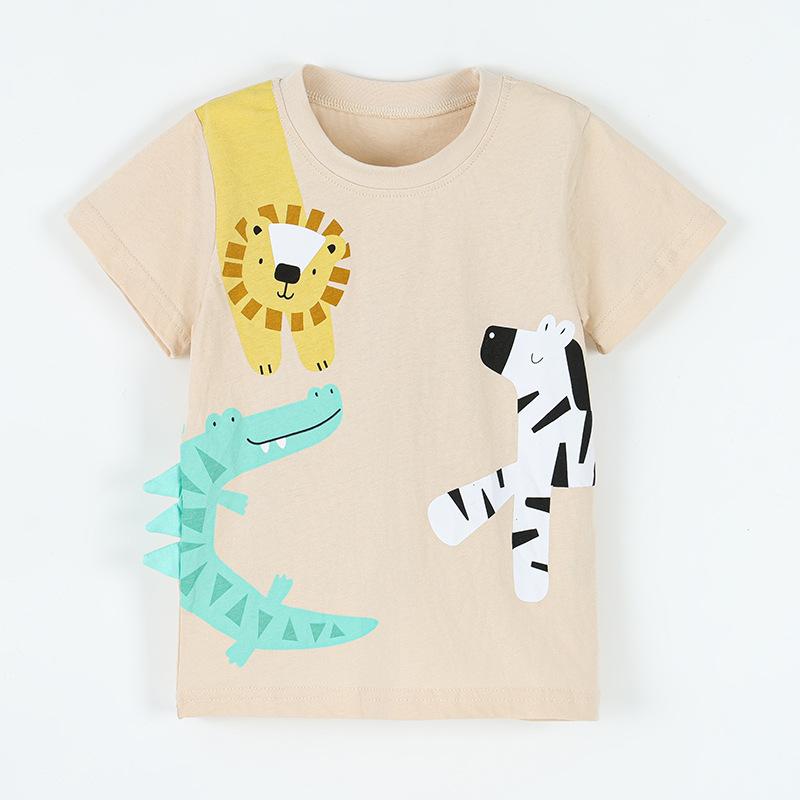 

New summer collection: boys’ short-sleeved T-shirt with a stylish dinosaur print, children’s round-neck top 140cm(8Y)
