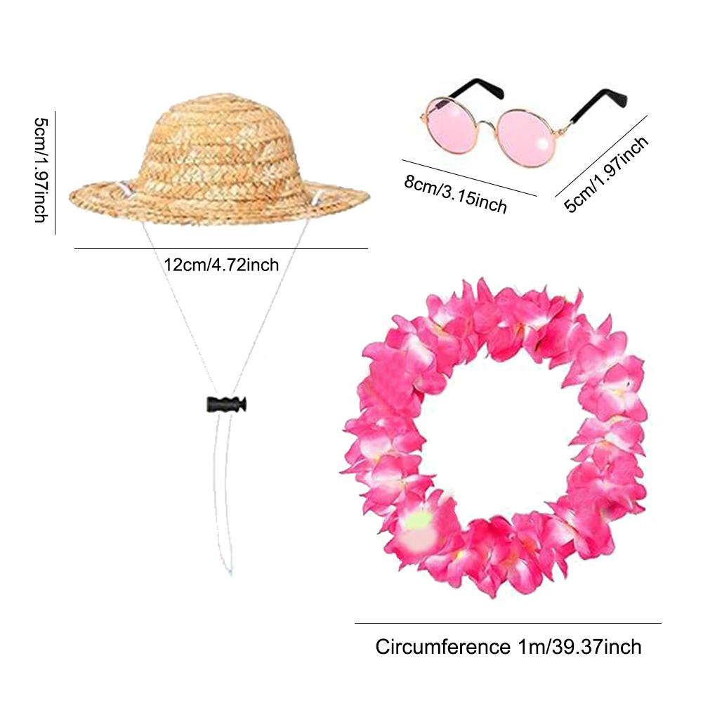 Summer Porch Goose Outfits Decorative Porch Goose Summer Costume Straw Hat and Hawaiian Lei Costume for 23/17in Goose Statue