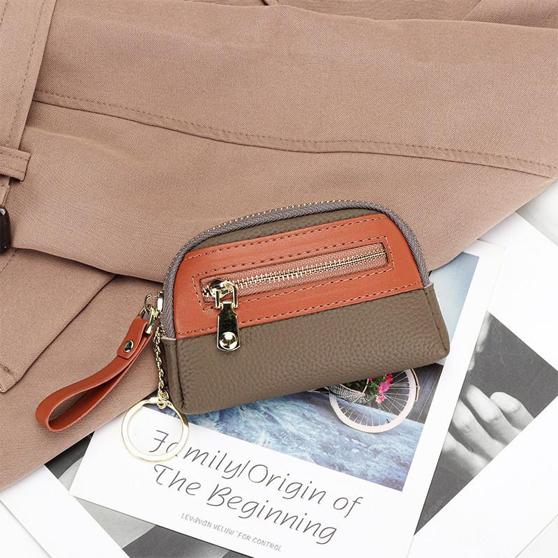 First-layer Cowhide Mini Coin Purse Women Small Exquisite Zipper Loose Large Capacity Key