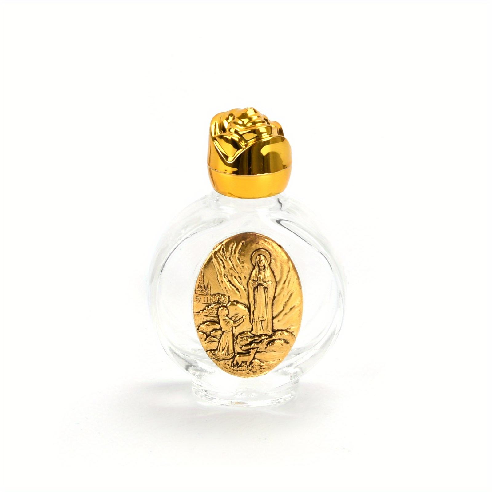 

1 шт. Корона Святой Воды Дева и Младенец Бутылка Религиозная Бутылка с Крестом Христианская Скульптура Девы Бутылка Бутылка для Святой Воды золотистый