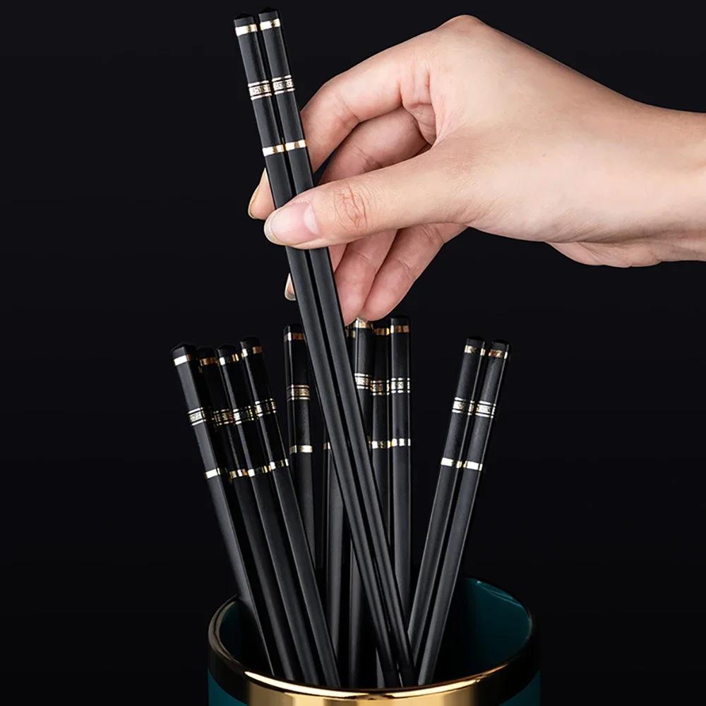 5 Pair Chopsticks Alloy Non-Slip Sushi Chop Sticks Set Japanese Chinese Gift Reusable Chopsticks Tableware Gift Kitchen
