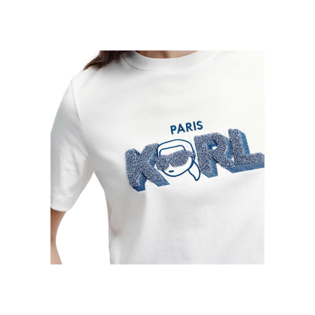 Karl Lagerfeld Commuting Outdoor Casual Lightweight Luxury Slim Minimalist Regular Fit T-Shirt Women Tops White K26L1750