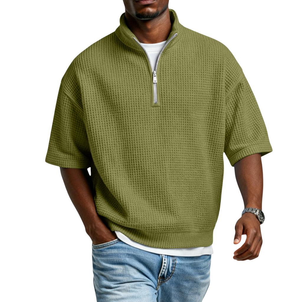 Men's Casual Quarter-Zip Short-Sleeve Top