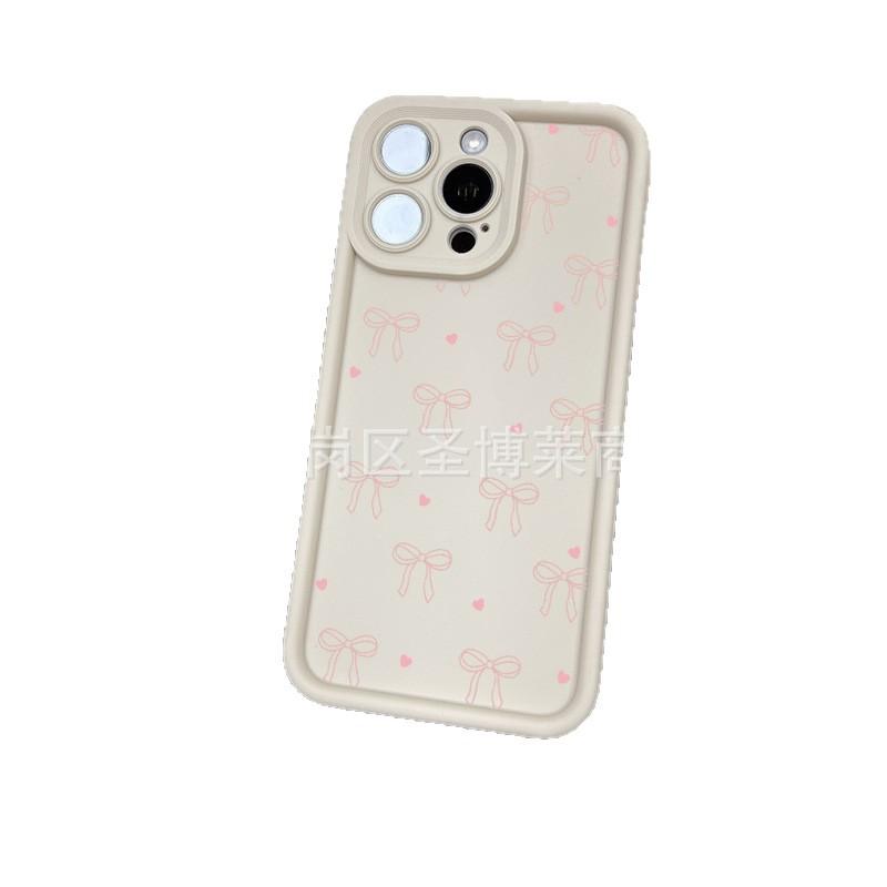 Powder bow is suitable for Apple 17 mobile phone case 16promax all-inclusive 15 anti-drop 14 emery 13 protective cover 11.
