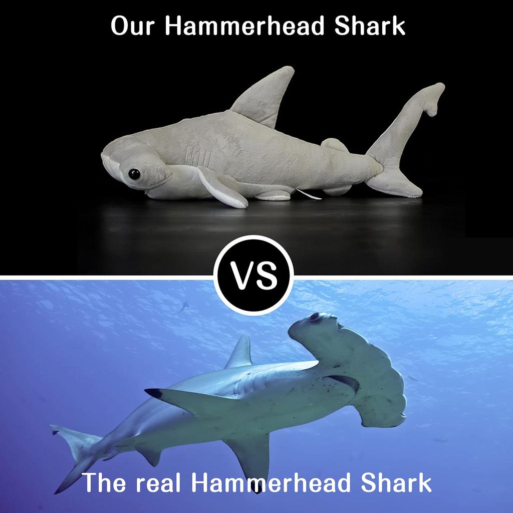 ZHONGXIN MADE Dypvannsfisk Simulering Hammerhai Plysjleke 40cm Søt Hai Dyr Kosedyrpute Gutt Jente Bursdagsgave Simuleringsserie