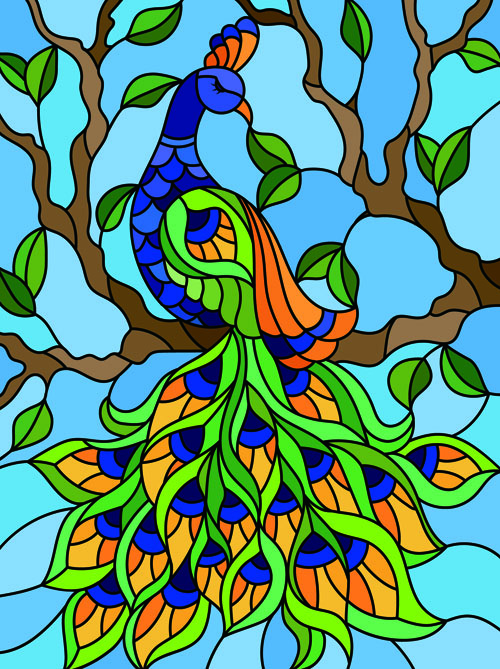 

Custom Size Frosted Window Film 3D Stained Glass Static Cling Peacock Pattern Decorative Sticker for Privacy Protection (as the picture,40X60cm)