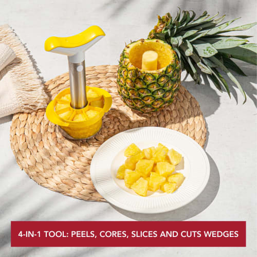 Pineapple slicer and wedge, yellow stainless steel, 4874360