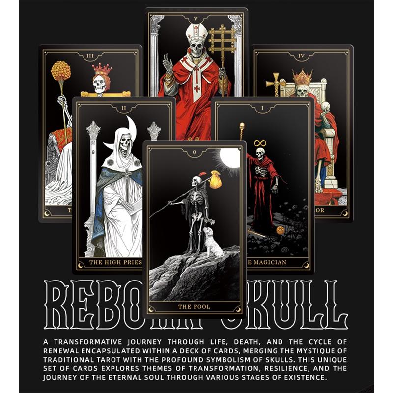New Skull Black Tarot Deck 78 Cards Gothic Divination Oracle Dark Mystery Rider Waite Spiritual Guidance English Spanish Russian