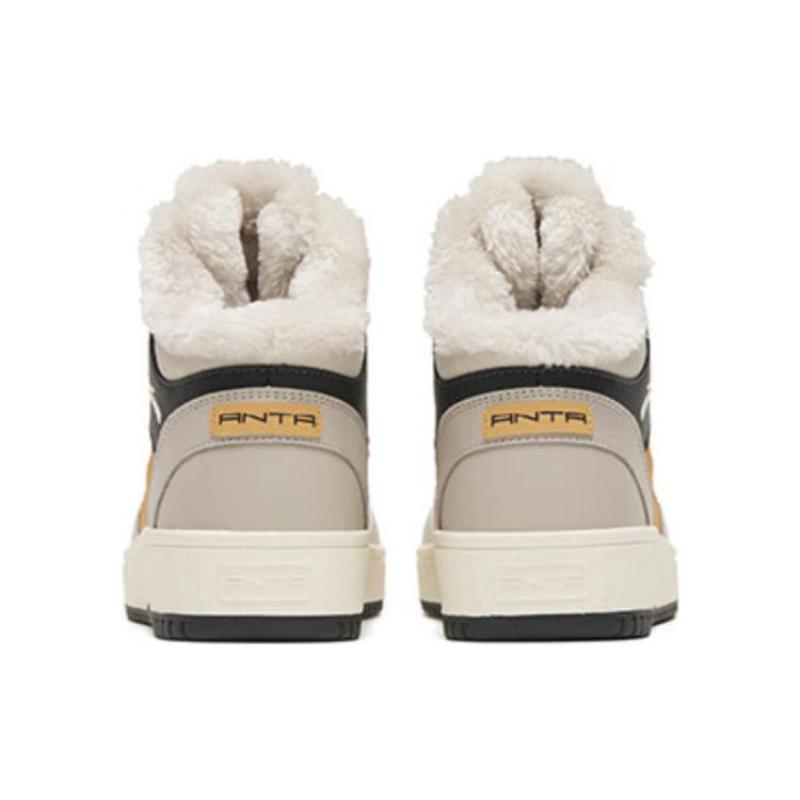 Anta Fleece lined Thermal Abrasion Resistant High top Skateboard Shoes Men's Gray White Sneakers 912248913-3