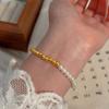 Bracelet Perle Irregulière Forme Spéciale Française Bracelet Femmes Niche Luxe Léger Exquis Doré Demi-Bracelet Bracelet Accessoires