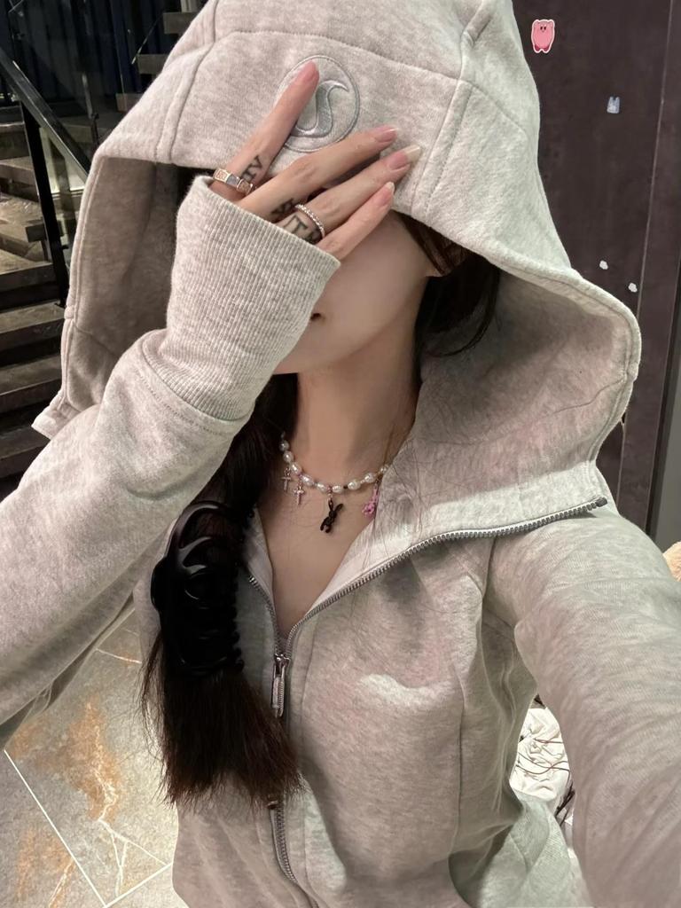 Lulu Original Embroidered Slim-Fit Scuba Jacket - Fleece-Lined Warm Yoga Casual Sports Top