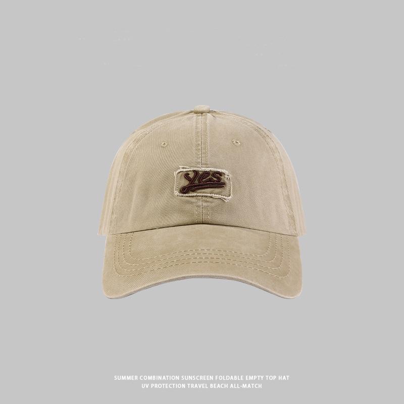 Washed Embroidered Letters Soft Top Baseball Hat for Women's Autumn New Versatile Sun Visor Couple's Baseball Hat