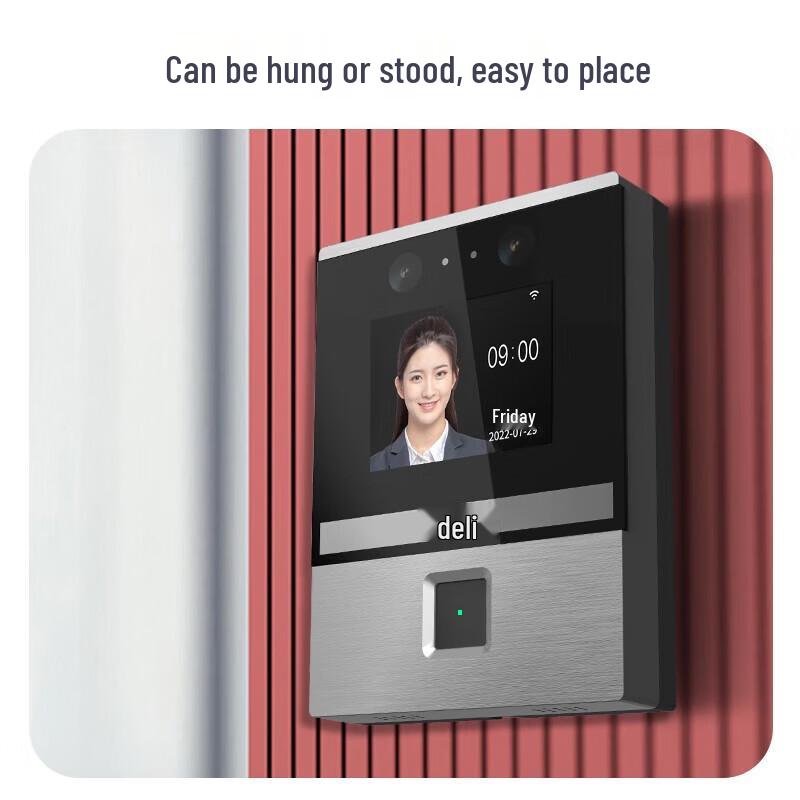 Deli Smart Face & Fingerprint Time Clock CN Plug (adapter Included)