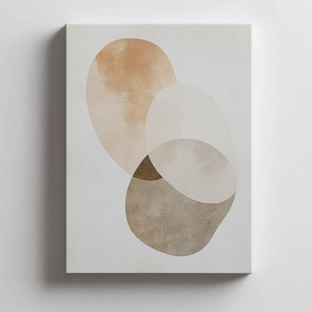 Abstrakcyjne Koła - Minimalistyczna Sztuka Abstrakcyjne Koła - Minimalistyczna Sztuka, 30X40 Cm, Rama Drewniana Ciemny Brąz, Papier Matowy 230 Gsm