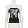 Gothic Print Black Tube Top Women Strapless Skinny Cropped Tops Summer Casual Chic Graphic Tees Y2k Streetwear Vest Basic