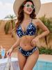 1011 new European and American style deep V straps split swimsuit women's solid color skirt Tankini high waist slim swimsuit women