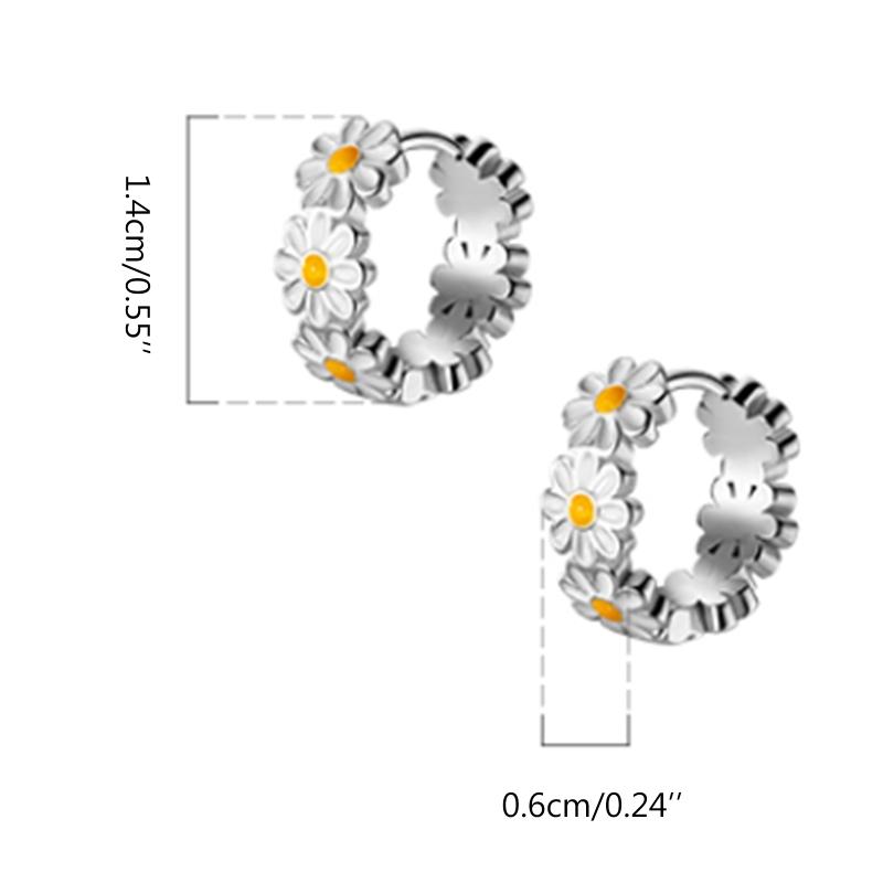 Huggie Earrings Daisy Hoop Earring for Sensitive Ears Daisy Sunflower Jewelry Mother Day Birthday Gift for Women Girl