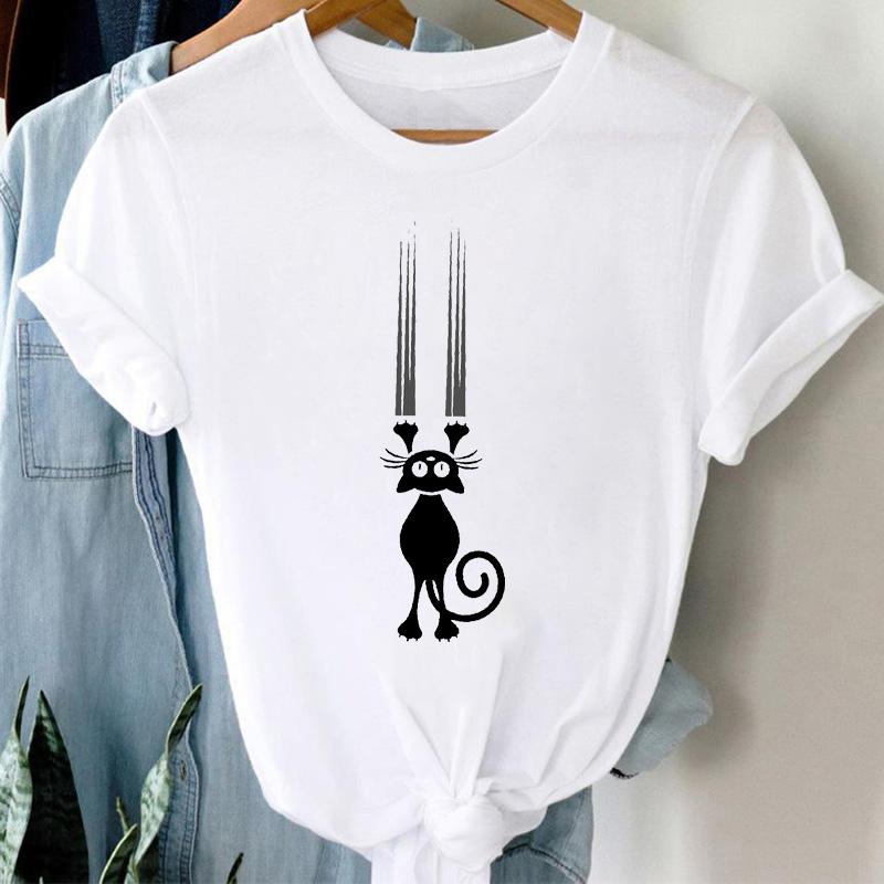 T-Shirts Women Cute Cartoon Print Fashion Tshirt For Woman Tees Tops Graphic Female T Shirt White Womens T-Shirt
