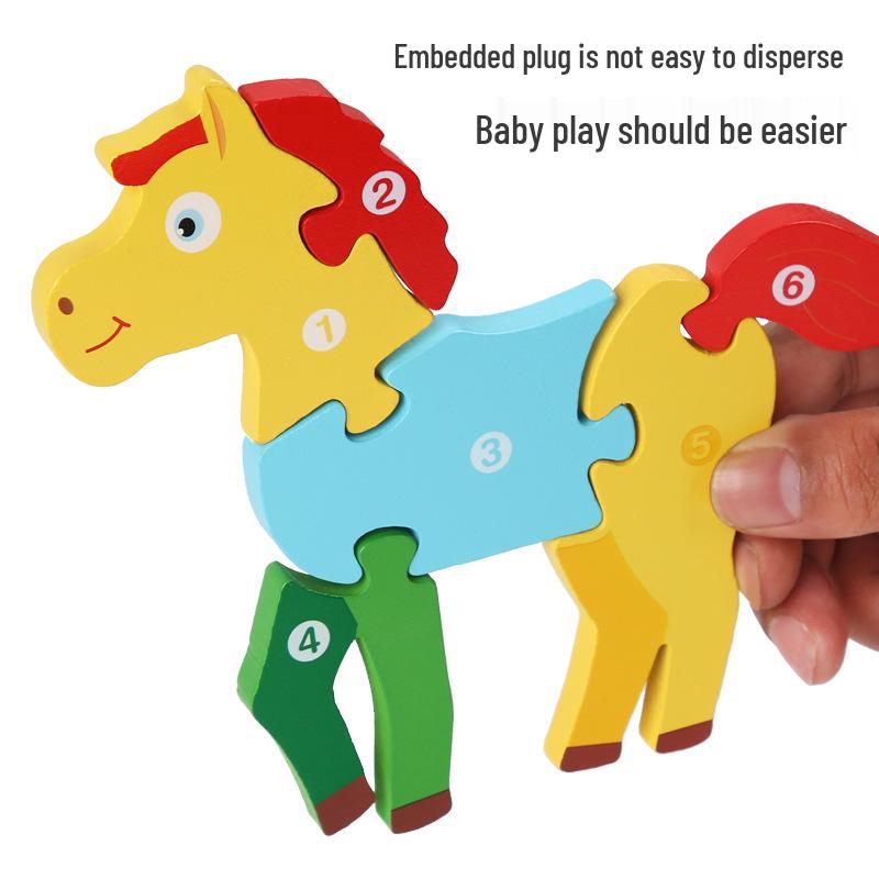 Wooden Traffic Animal Puzzle Blocks - Educational Early Learning Toy for Children and Babies