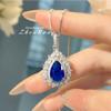 Classic Blue Spinel Necklace Light Luxury Trendy Simple Fanta China Red High Carbon Diamond Pendant Women