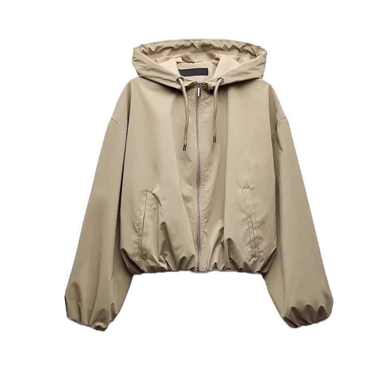 Spring New Women's Clothing French Lazy Style Hooded Long Sleeves Casual Loose Short Jacket Outwear 3046257