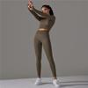 Knit Seamless Long Sleeve Yoga Set High Waist Sports Pants Exercise Running Suit Fitness Clothing