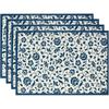 4pc S Watercolor Blue Flower Lemon Vine Summer Linen Placemat Fresh Holiday Dining Table Decor for Wedding Party Home Gathering
