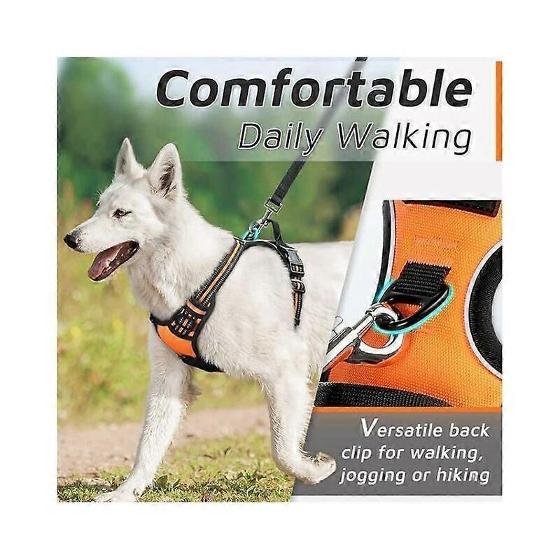 Orange Dog Harness, Adjustable Reflective Anti-Tear Dog Harness, Easy to Put On, with Control Handle, Arnet