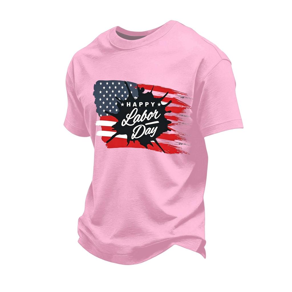 Men's Loose Fit Casual Short Sleeve T-Shirt Labor Day Print Crew Neck Soft Fabric Comfortable Top for Everyday Wear
