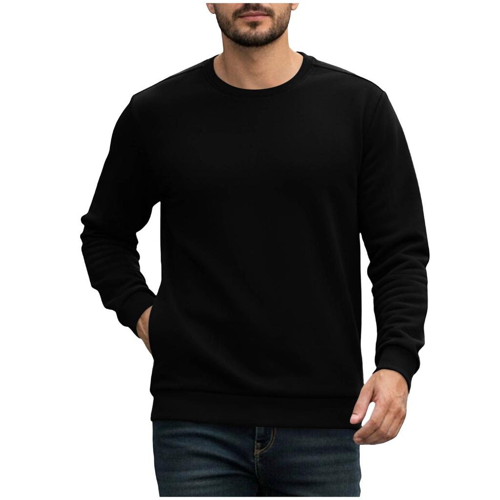 Men's Fleece Crew Neck Sweatshirt Casual Long Sleeve Pullover Winter Thick Warm Hoodie Jacket