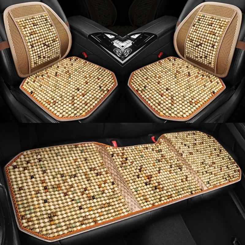 Wood Beads Ventilated Seat Cover Pad Massage Lumbar Relieve Fatigue Enhances Comfort Suitable For Various Vehicle Models