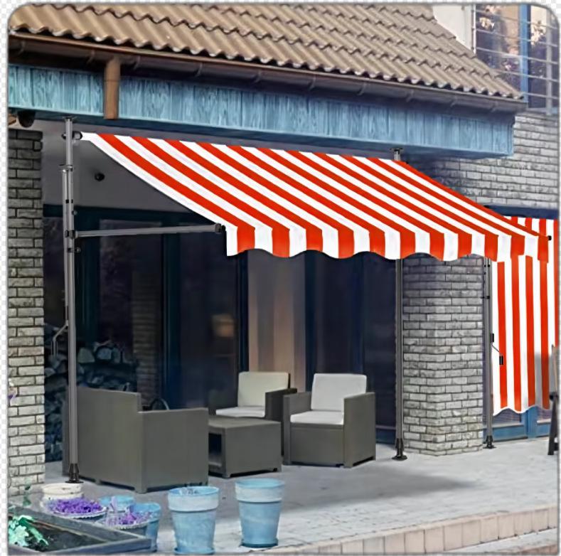 Folding Retractable No-Drill Sunshade: Hand-Crank Balcony & Shop Canopy