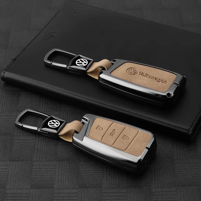 Hot Suede Leather Car Smart Remote Key Case Fob Cover Protection Holder Shell for VW Volkswagen Magotan Passat B8 Auto Accessori