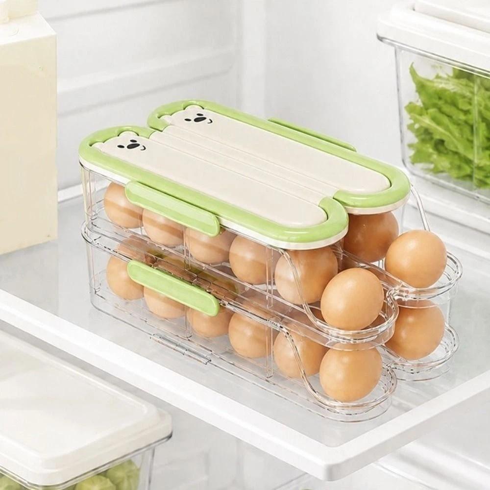 Transparent Automatic Rolling Egg Container Food Grade Refrigerator Egg Rack for Kitchen