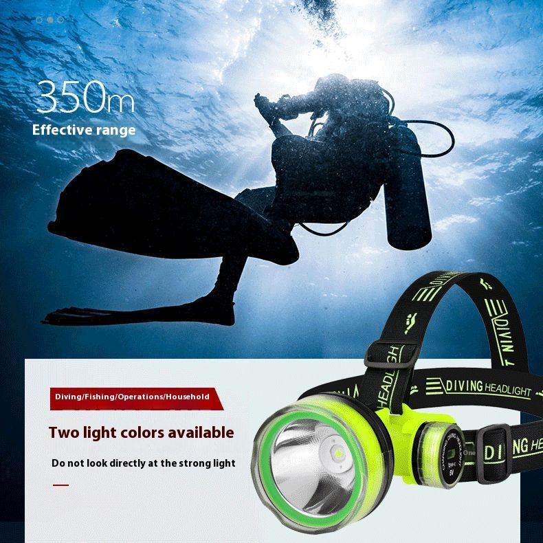 Portable Rechargeable Diving Headlight 350m Underwater Submersible Waterproof Super Bright LED Diver Spearfishing Headlamp NEW
