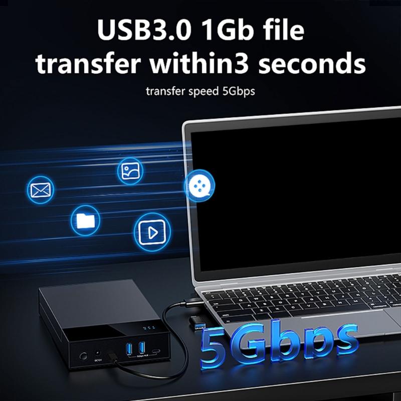 Hard Drive Case Dock with 2x USB3.0 5Gbps Fast Transfer For 3.5" & 2.5" Drives USB 3.0 DC12V Connection