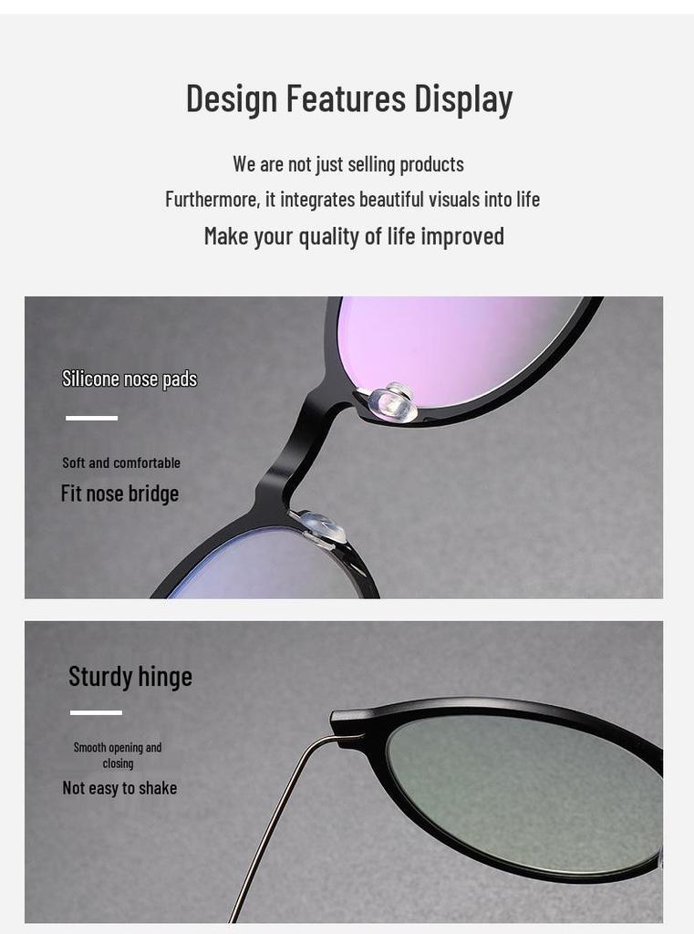 Ultra-Light Pure Titanium Eyeglasses Frame with Transparent Nylon for Myopia – Fashionable and Versatile Design (Model 6603)