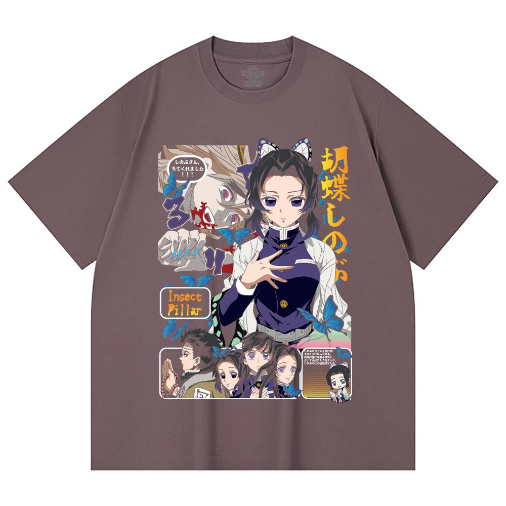230 Gsm 100% Cotton Demon Slayer V16 Shinobu Print Unisex Heavy Cotton T Shirt