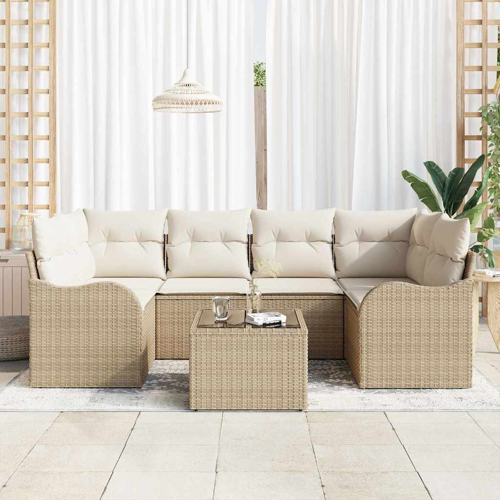 Garden Sofa Set Beige 55 x 55 x 37 cm Poly Rattan